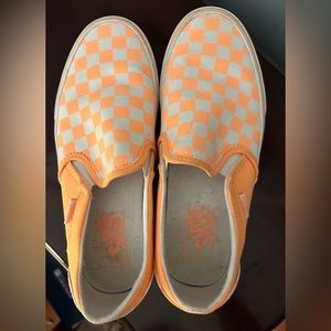VANS   Bright Orange Checkerboard slip ons size 7.5